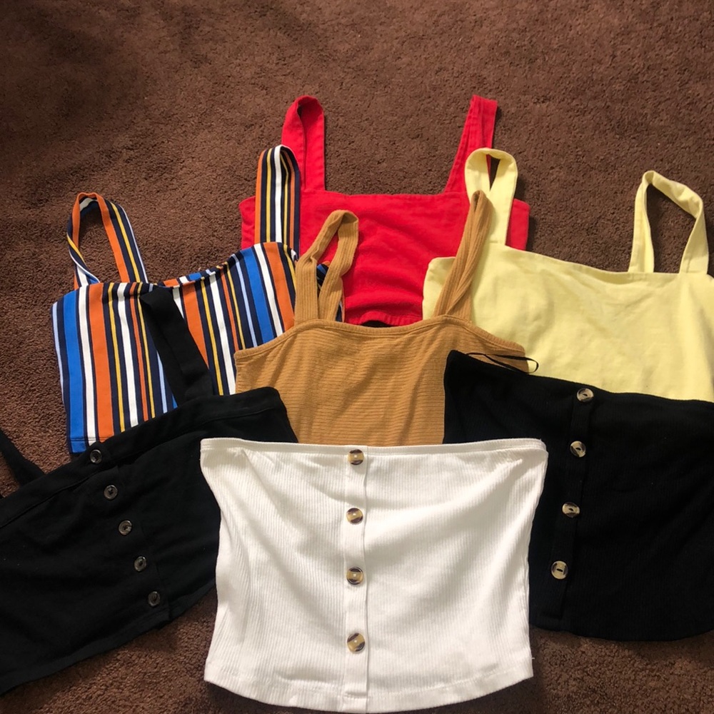5 tank tops and 2 crop tops